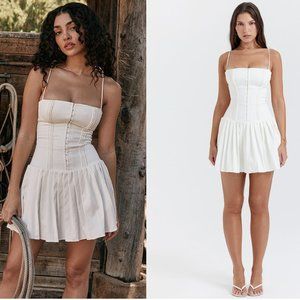 HOUSE OF CB 'Marcy' White Pleated Mini Dress NWT